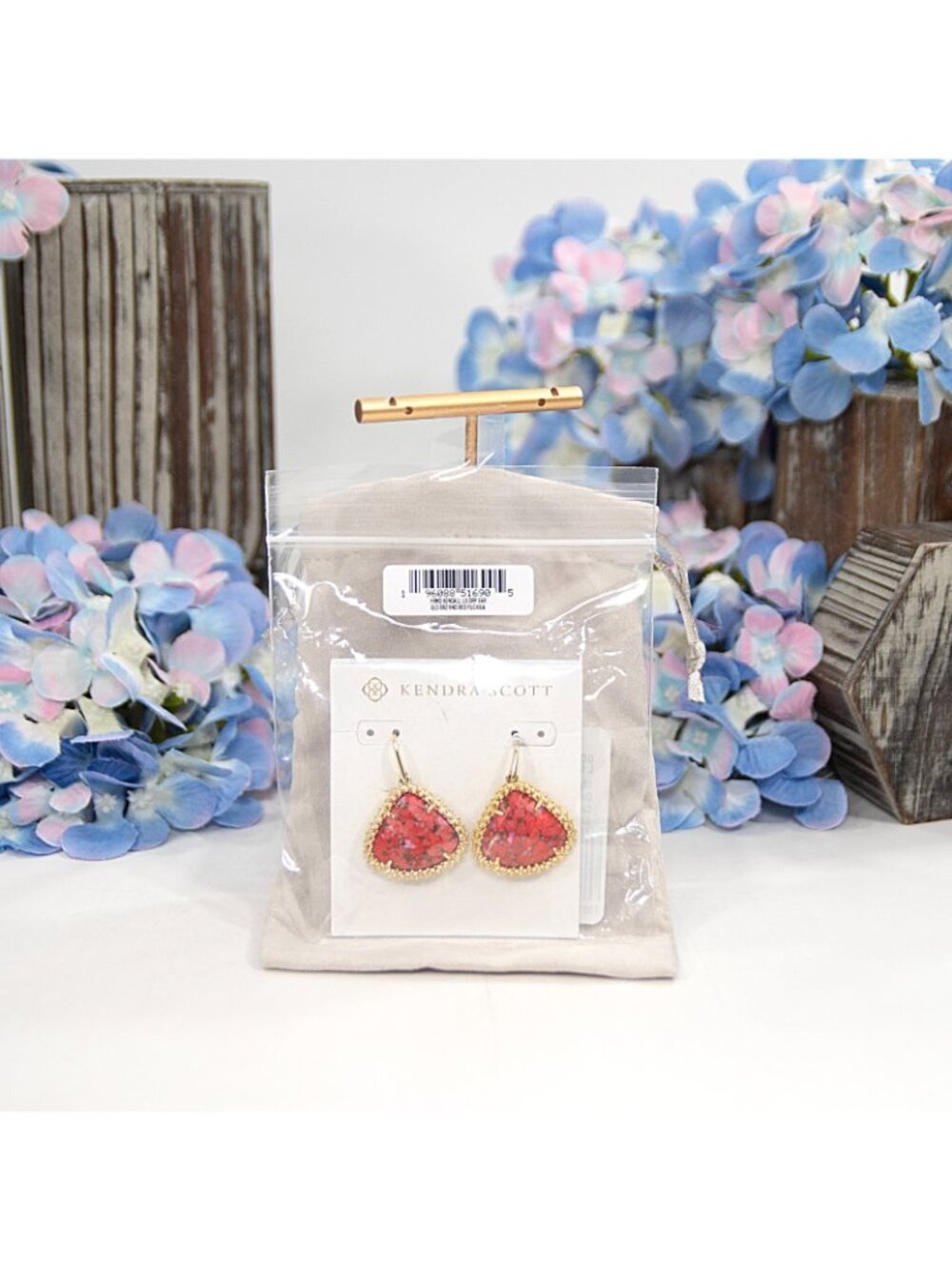 Kendra Scott Framed Kendall Fuchsia Red Magnesite Drop Statement Earrings NWT - Picture 5 of 5